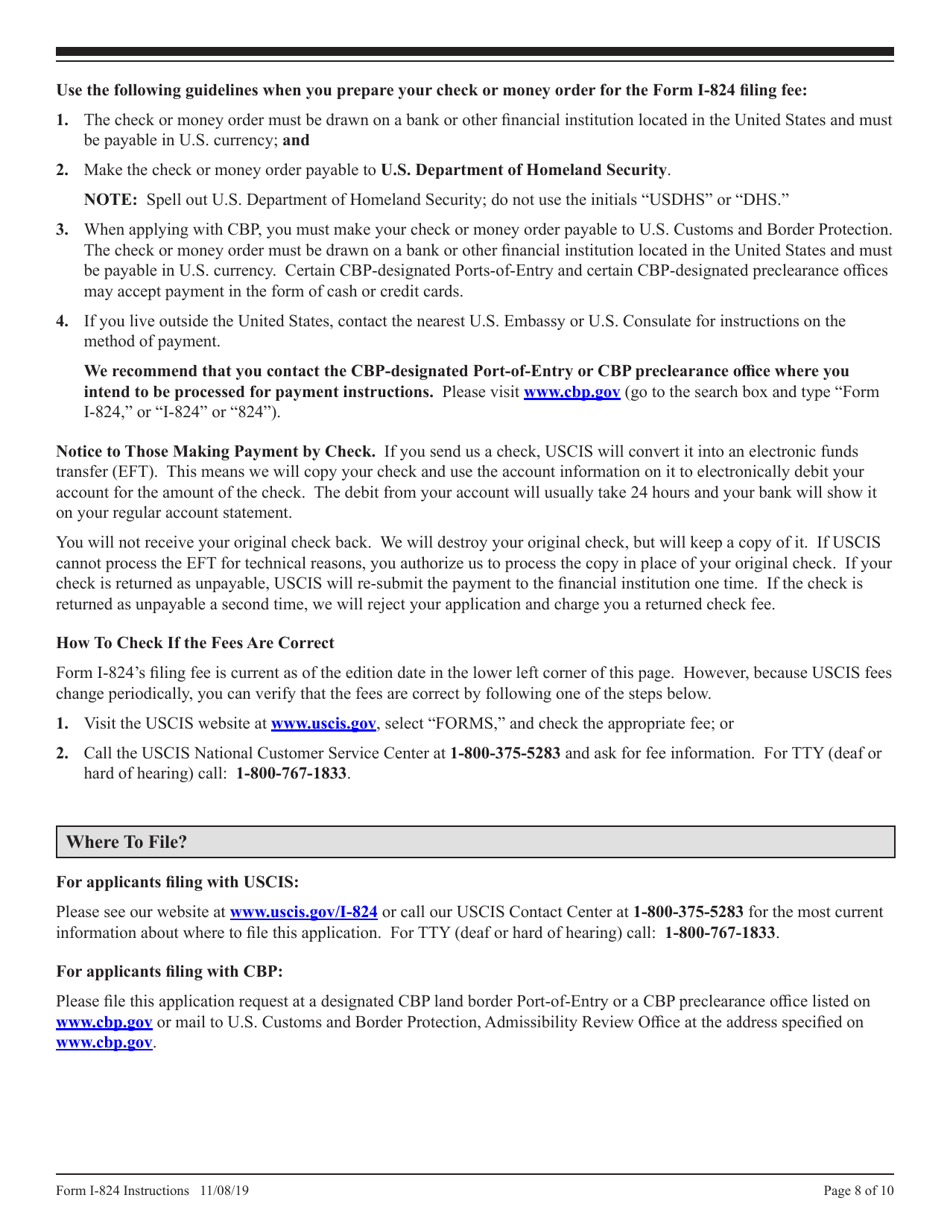 Instructions for USCIS Form I-824 Application for Action on an Approved Application or Petition, Page 8
