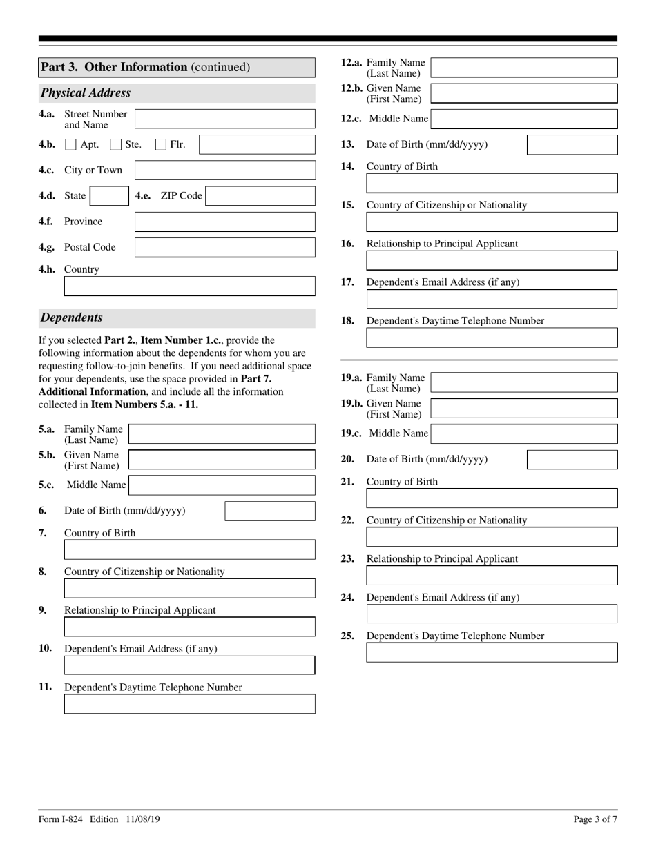 USCIS Form I-824 Application for Action on an Approved Application or Petition, Page 3