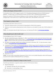 Document preview: Instructions for USCIS Form G-1041 Genealogy Index Search Request