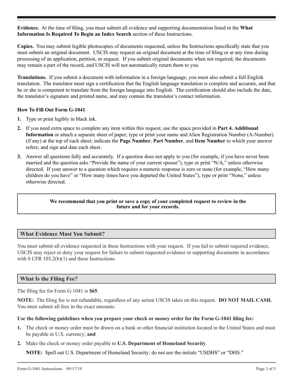Instructions for USCIS Form G-1041 Genealogy Index Search Request, Page 3
