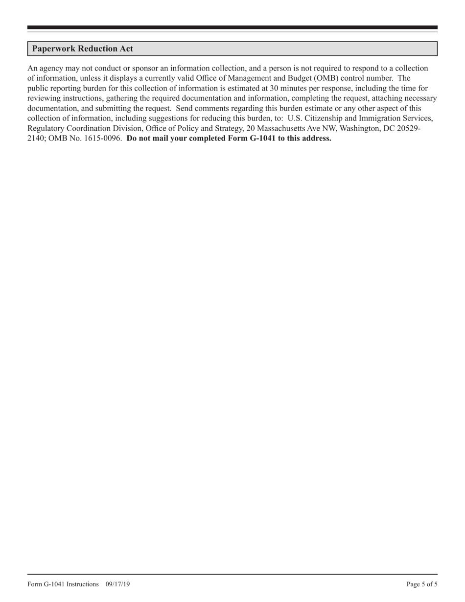 Instructions for USCIS Form G-1041 Genealogy Index Search Request, Page 5