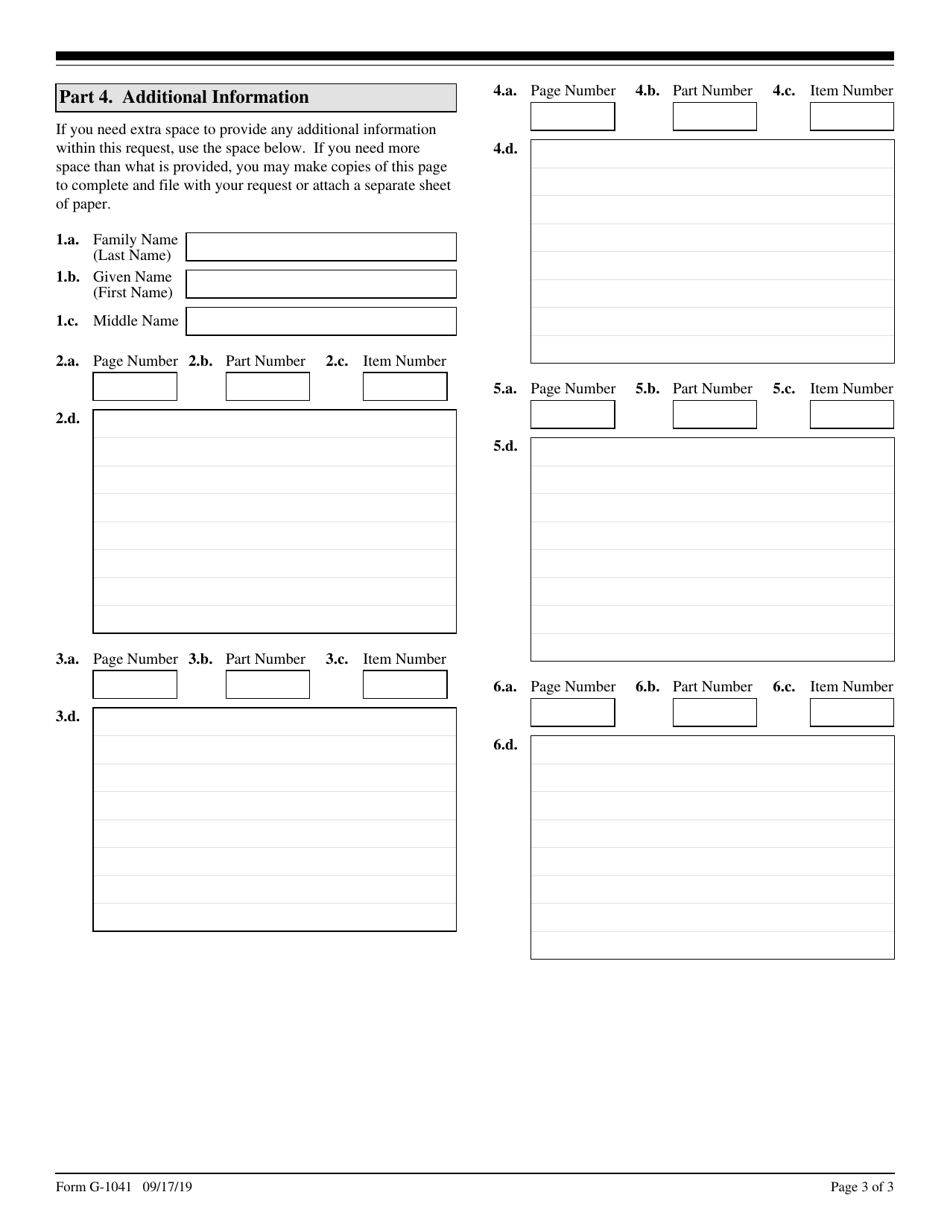 USCIS Form G-1041 Genealogy Index Search Request, Page 3