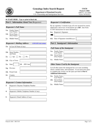 Document preview: USCIS Form G-1041 Genealogy Index Search Request