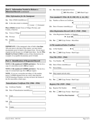 USCIS Form G-1041A Genealogy Records Request, Page 2