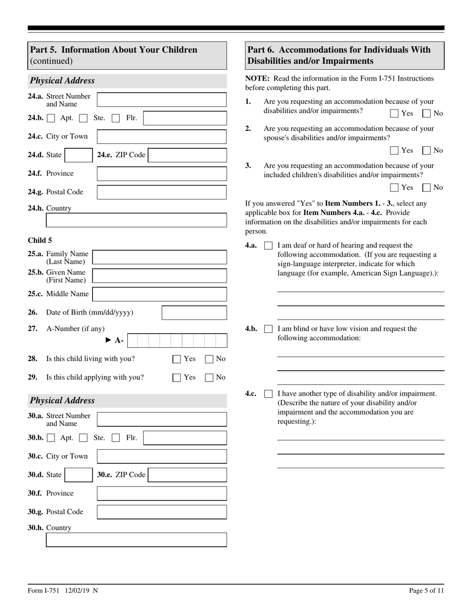 USCIS Form I751 Download Fillable PDF or Fill Online Petition to