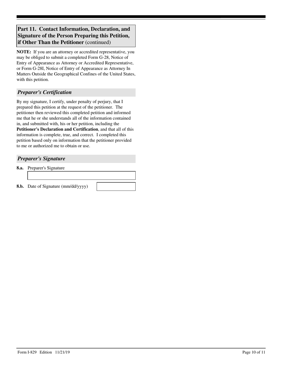 USCIS Form I-829 Petition by Investor to Remove Conditions on Permanent Resident Status, Page 10
