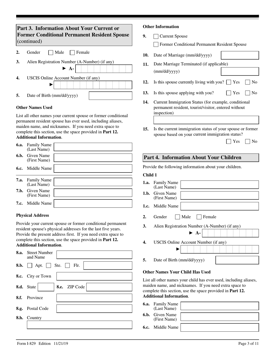 USCIS Form I-829 Petition by Investor to Remove Conditions on Permanent Resident Status, Page 3