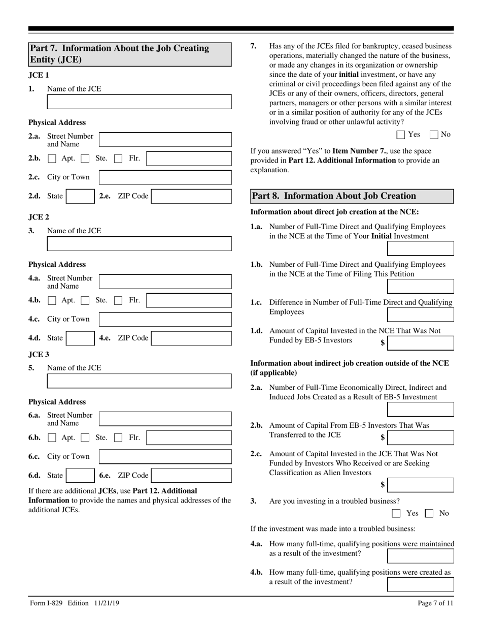 USCIS Form I-829 Petition by Investor to Remove Conditions on Permanent Resident Status, Page 7