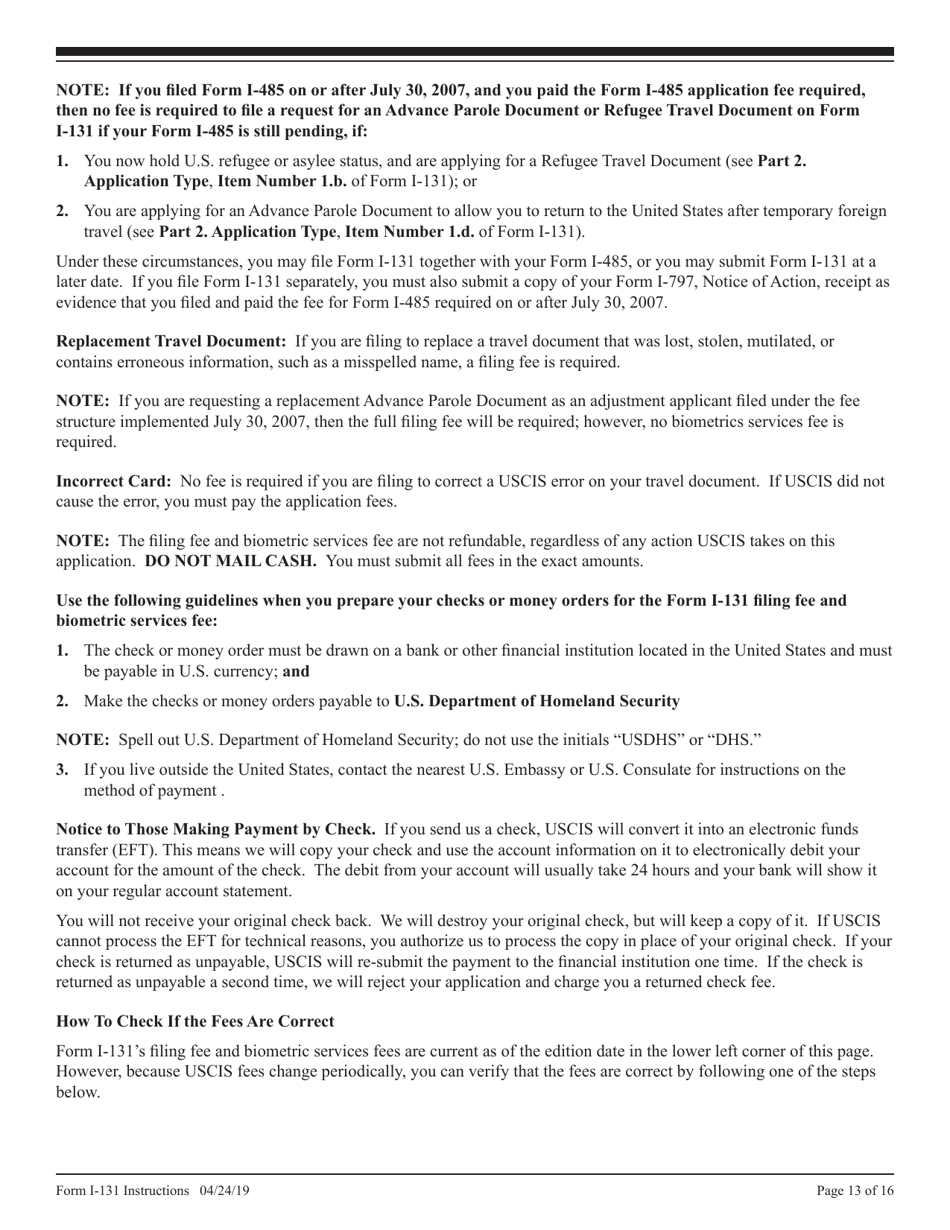 Download Instructions for USCIS Form I131 Application for Travel Document PDF Templateroller