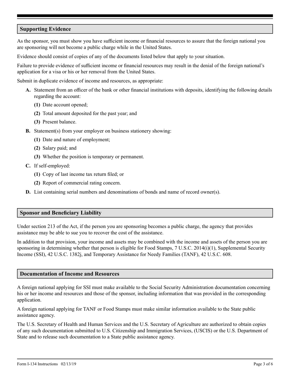 Download Instructions for USCIS Form I-134 Affidavit of Support PDF ...