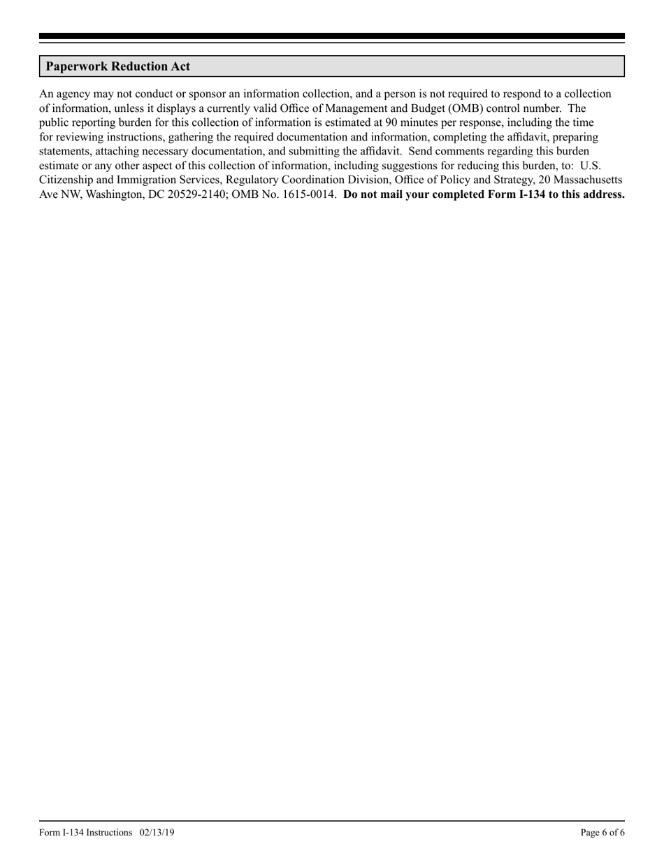Instructions for USCIS Form I-134 Affidavit of Support, Page 6