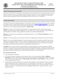 Document preview: Instructions for USCIS Form I-694 Notice of Appeal of Decision Under Sections 245a or 210 of the Immigration and Nationality Act