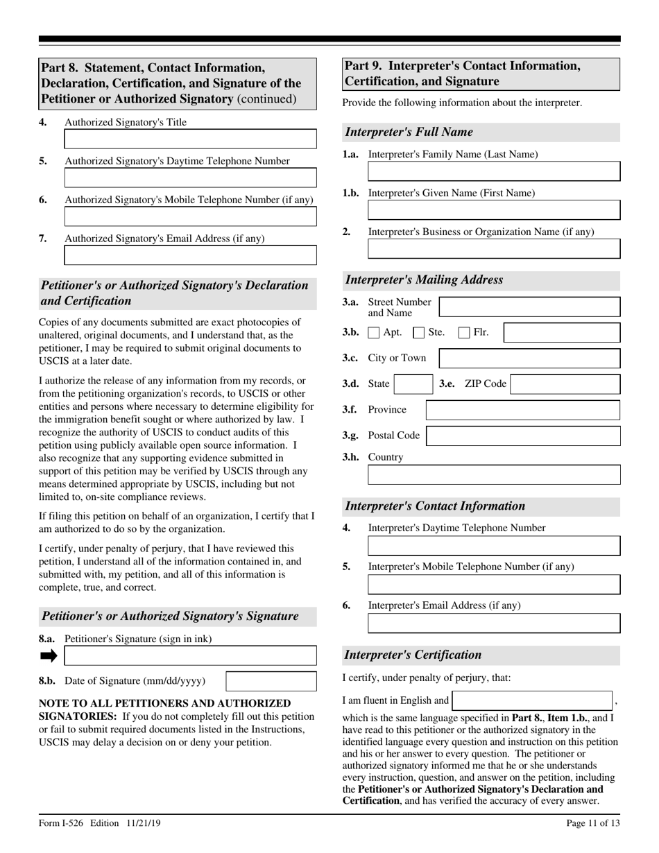 USCIS Form I-526 Immigrant Petition by Alien Investor, Page 11