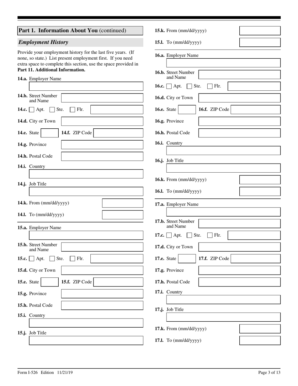 USCIS Form I-526 Immigrant Petition by Alien Investor, Page 3