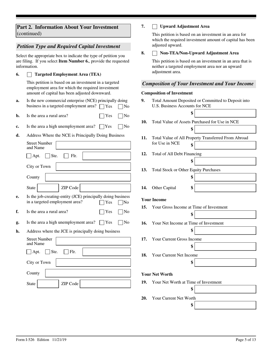 USCIS Form I-526 Immigrant Petition by Alien Investor, Page 5