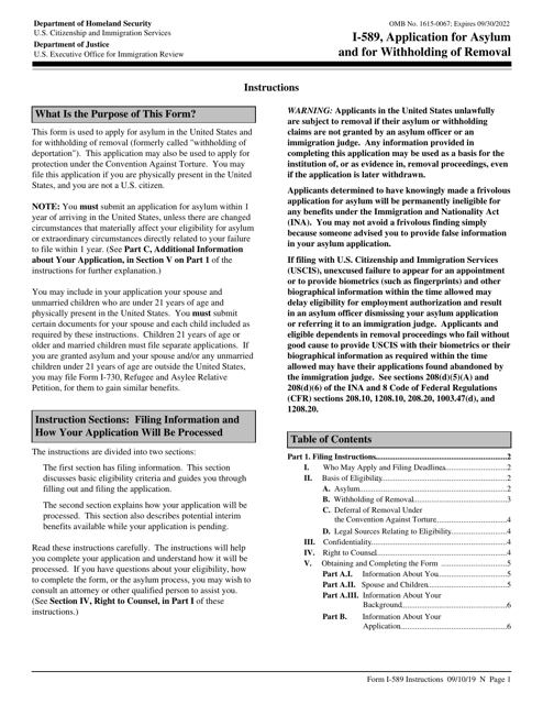 USCIS Form I-589  Printable Pdf