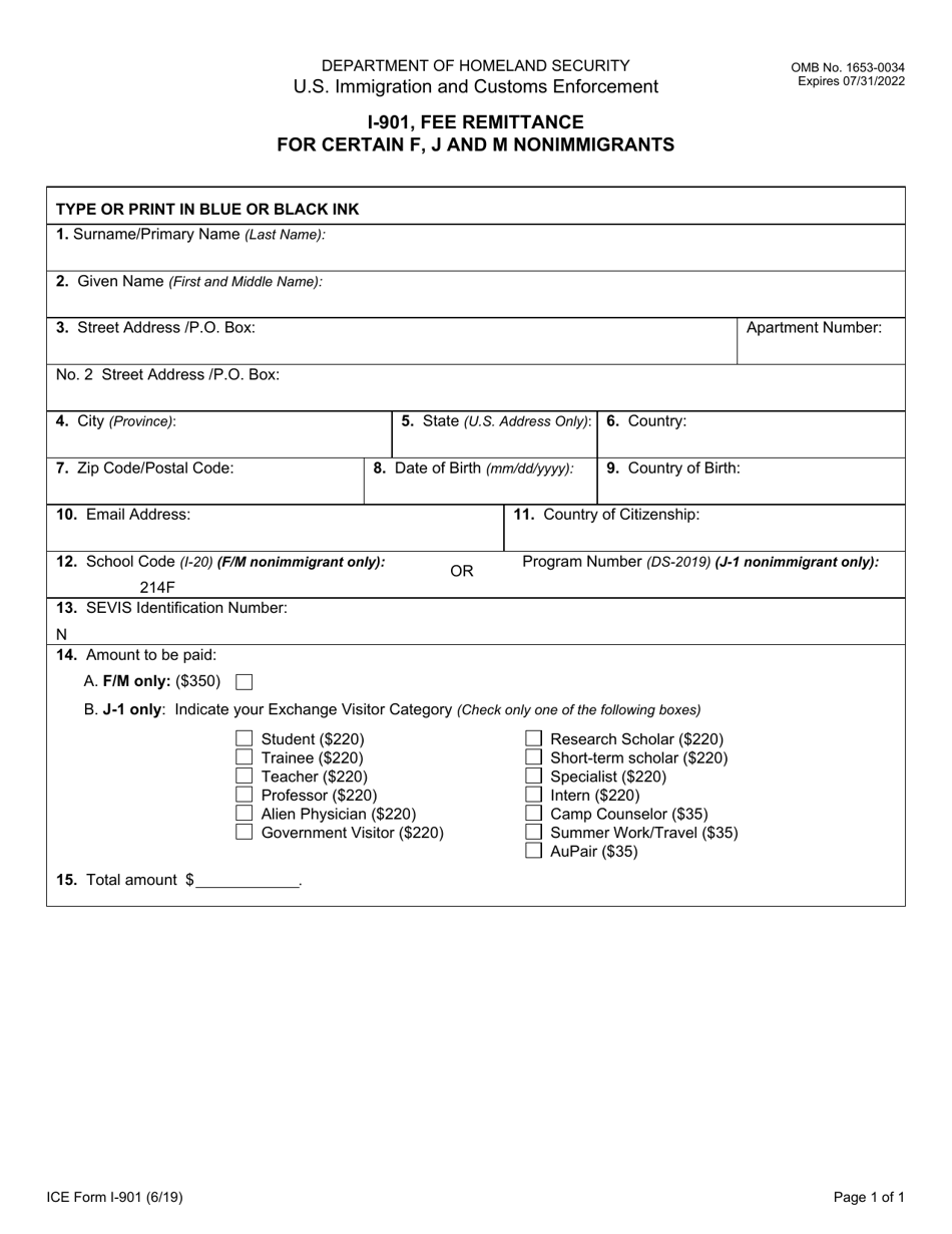 ICE Form I-901 Fee Remittance for Certain F, J and M Nonimmigrants, Page 4