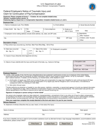 Form CA-1 Federal Employee's Notice of Traumatic Injury and Claim for Continuation of Pay/Compensation