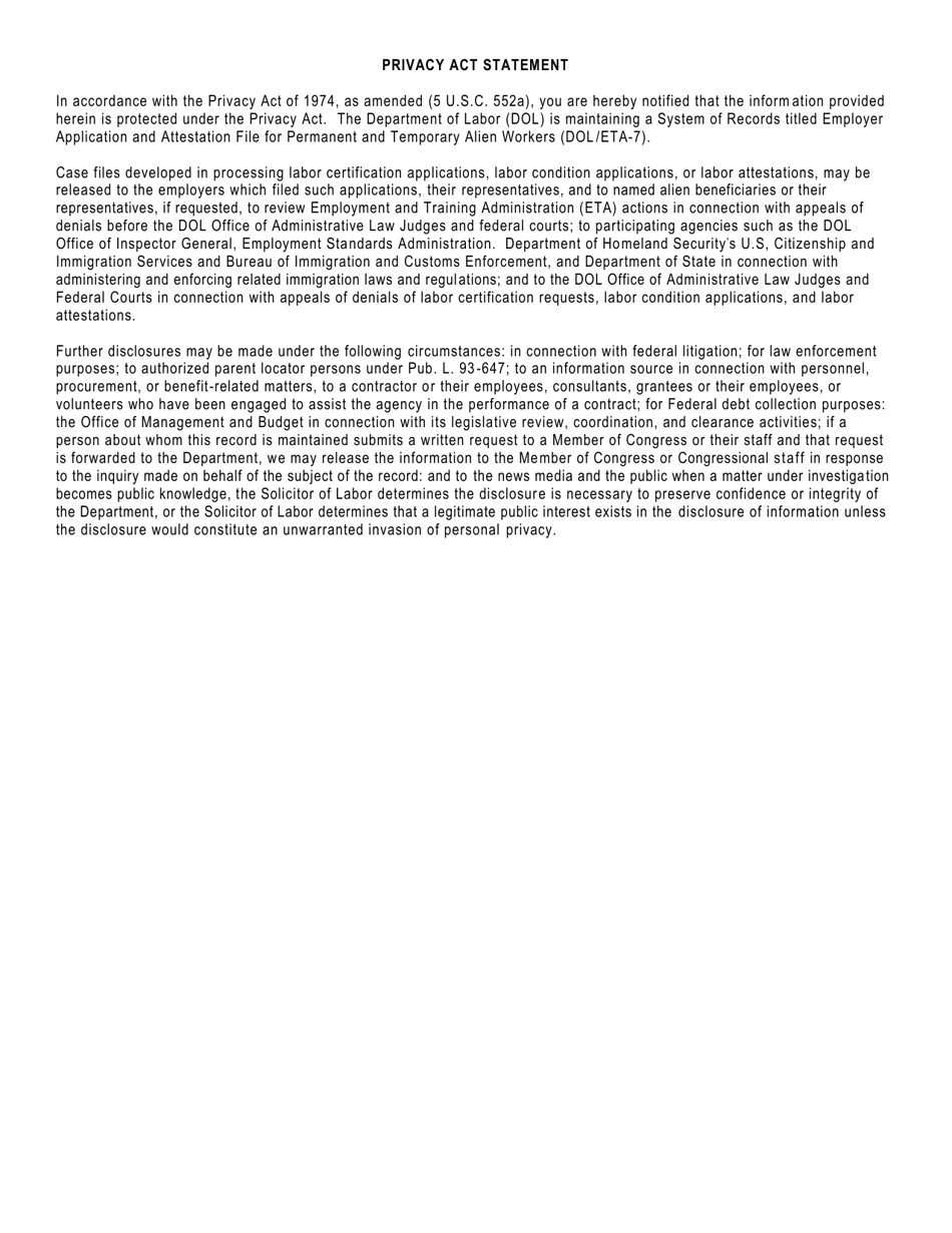 Form ETA-750A Application for Alien Employment Certification, Page 3