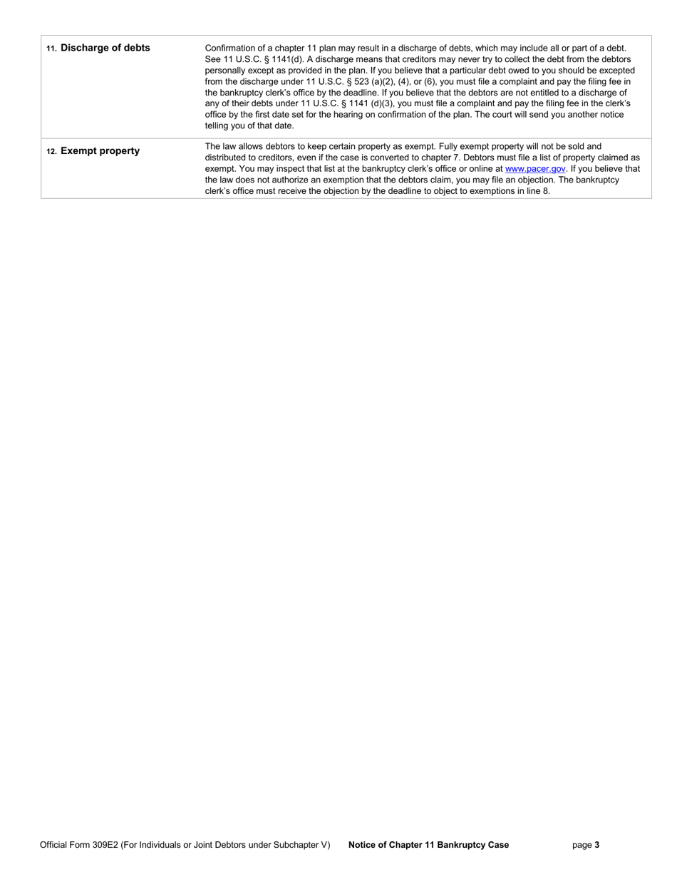 Official Form 309E2 Notice of Chapter 11 Bankruptcy Case, Page 3