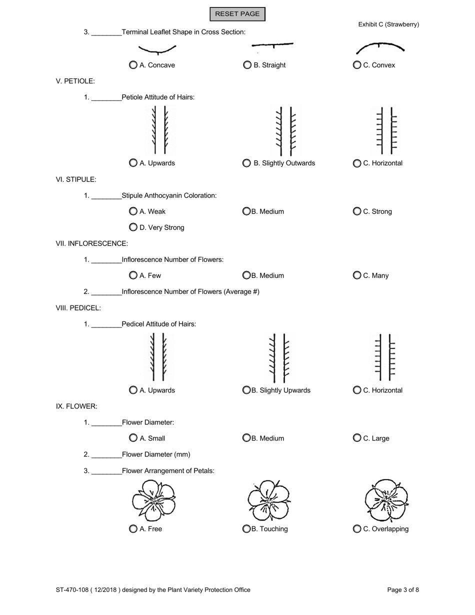 Form ST-470-108 Exhibit C Objective Description of Variety - Strawberry (Fragaria Ananassa), Page 3