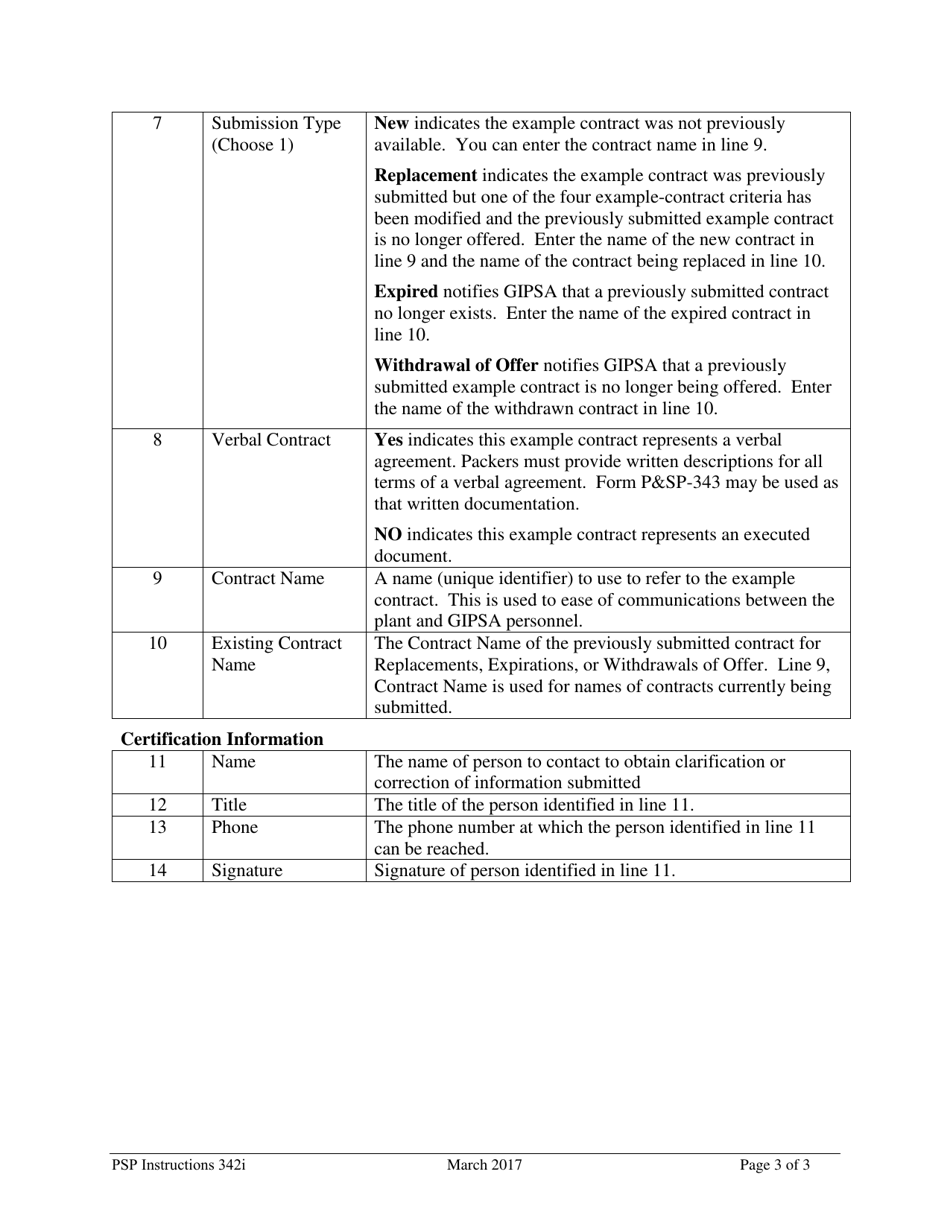 Instructions for Form PSP-342 Contract Submission Cover Sheet, Page 3