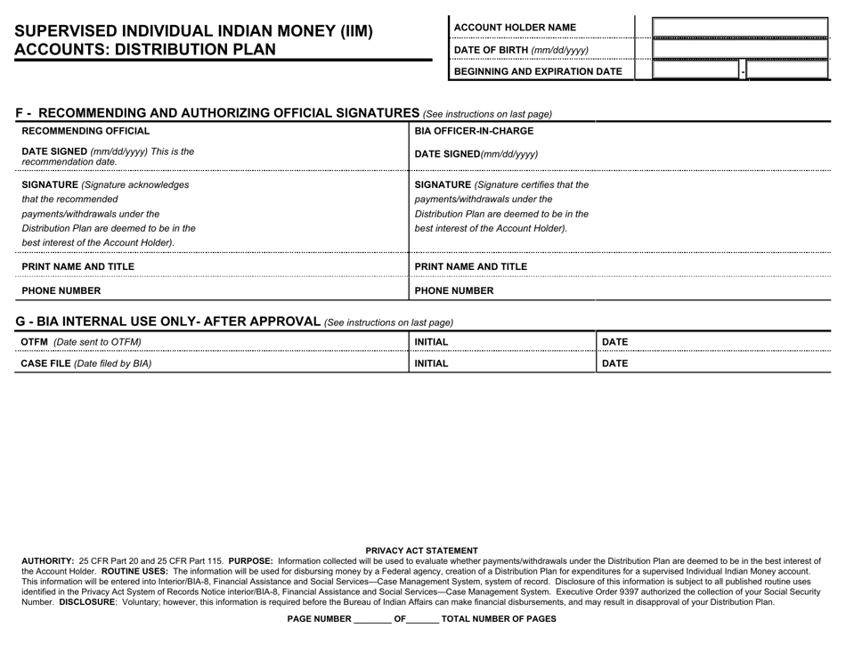 Supervised Individual Indian Money (Iim) Accounts: Distribution Plan, Page 4