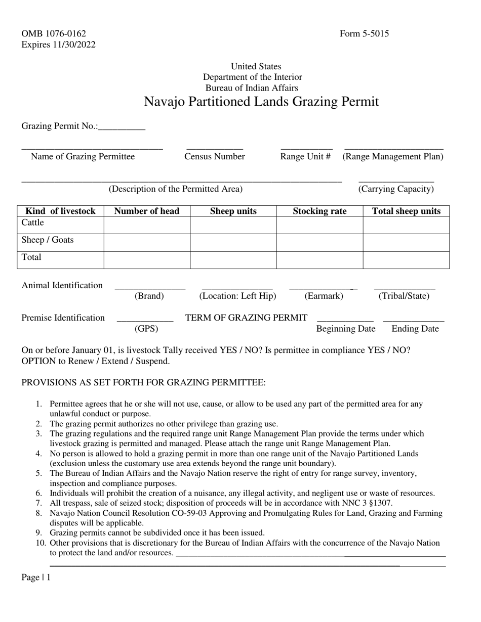 Form 5015 Download Fillable PDF or Fill Online Navajo Partitioned