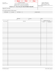 Form 2540-3 &quot;Color-Of-Title Tax Levy and Payment Record&quot;