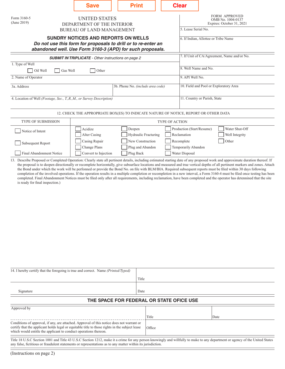 Form 3160-5 Sundry Notices and Reports on Wells, Page 1