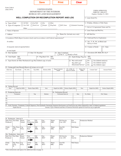 Form 3160-4  Printable Pdf