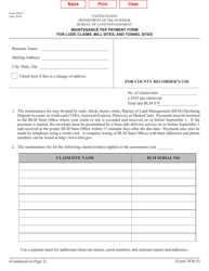 Document preview: Form 3830-5 Maintenance Fee Payment Form for Lode Claims, Mill Sites, and Tunnel Sites