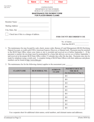 Document preview: Form 3830-5A Maintenance Fee Payment Form for Placer Mining Claims