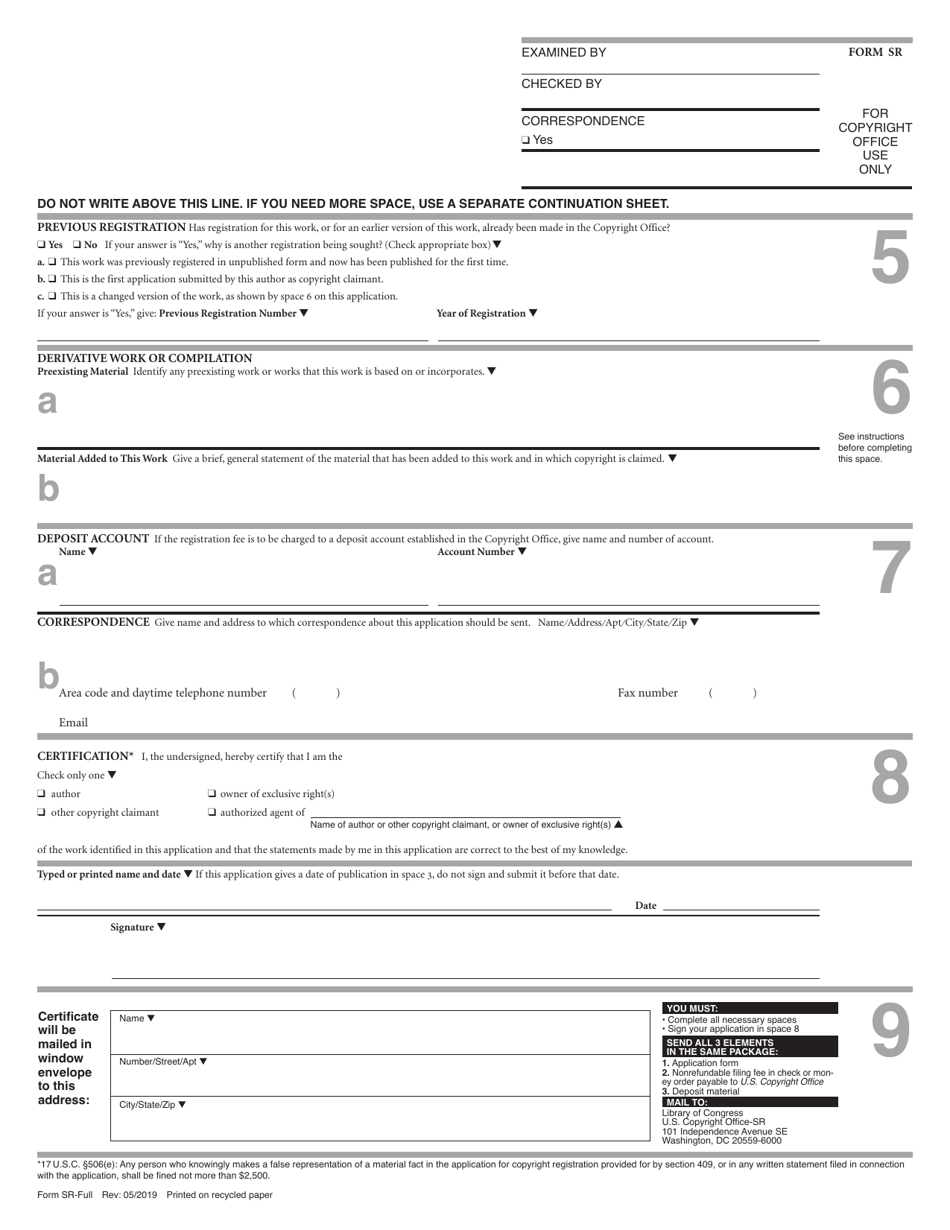 Form SR Sound Recording Form, Page 4