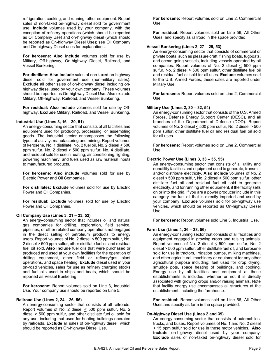 Instructions for Form EIA-821 Annual Fuel Oil and Kerosene Sales Report, Page 3