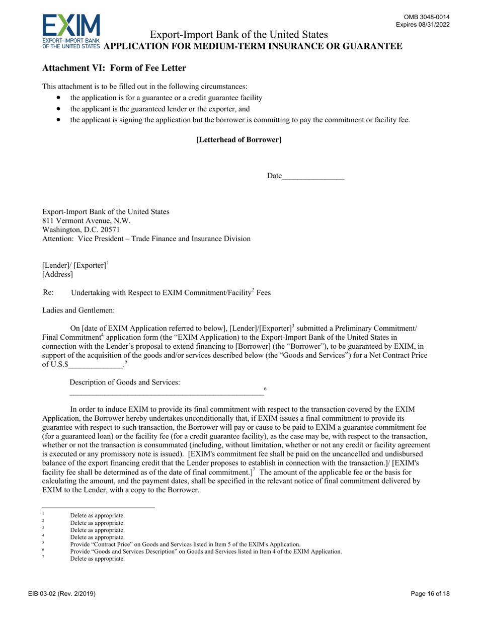 Form EIB03-02 Application for Medium-Term Insurance or Guarantee, Page 16