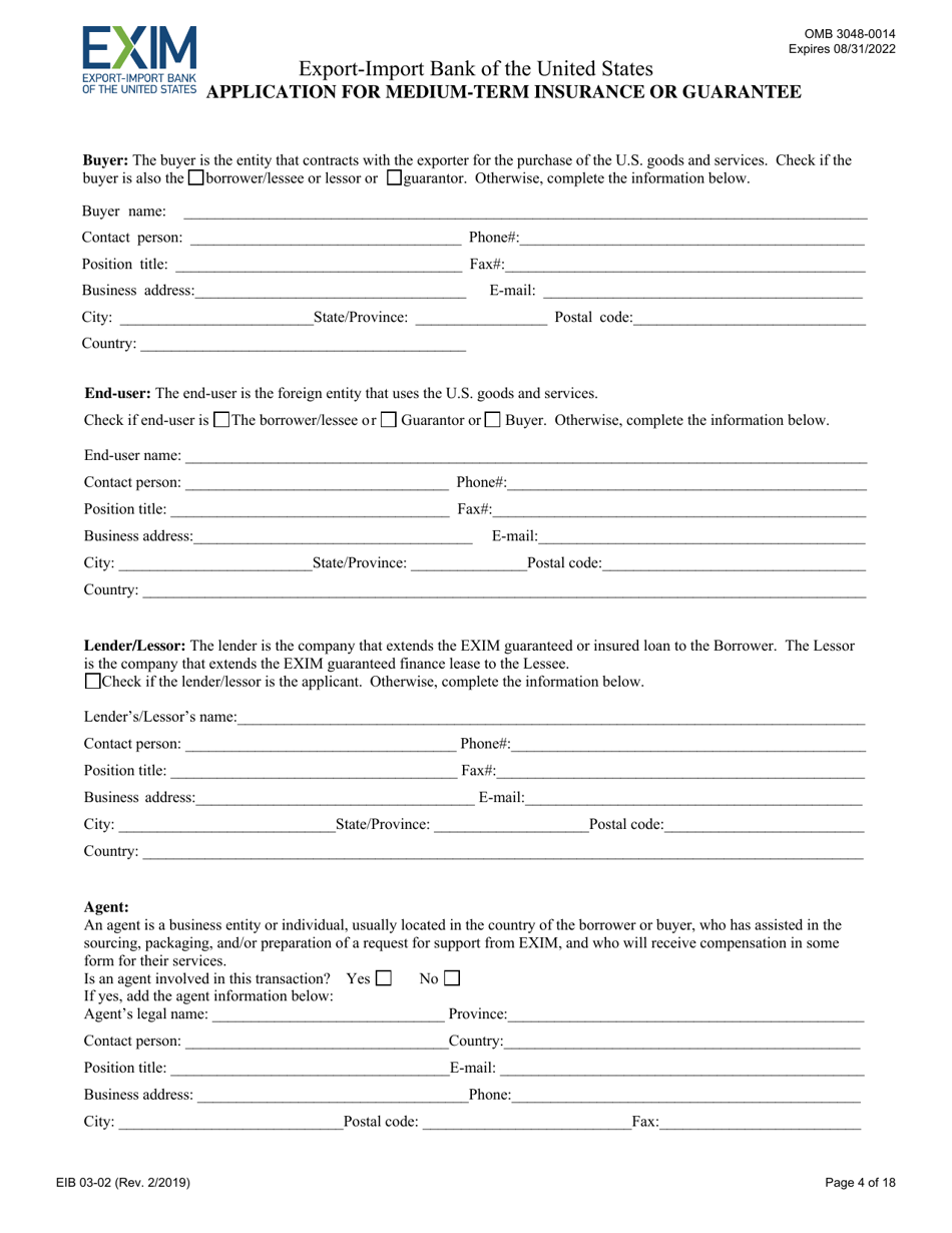 Form EIB03-02 Application for Medium-Term Insurance or Guarantee, Page 4