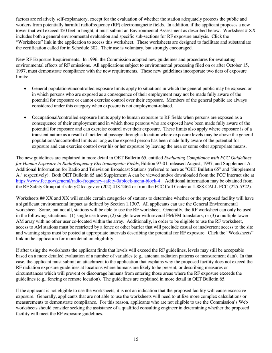 Instructions for FCC Form 2100 Schedule 318 Low Power Fm Station Construction Permit Application, Page 15