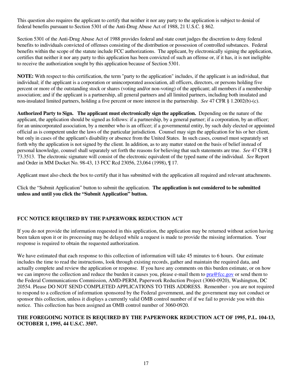 Instructions for FCC Form 2100 Schedule 318 Low Power Fm Station Construction Permit Application, Page 17