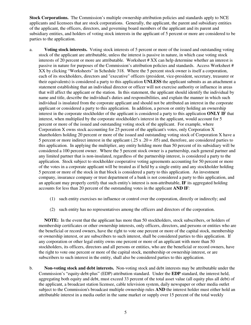 Instructions for FCC Form 2100 Schedule 318 Low Power Fm Station Construction Permit Application, Page 5