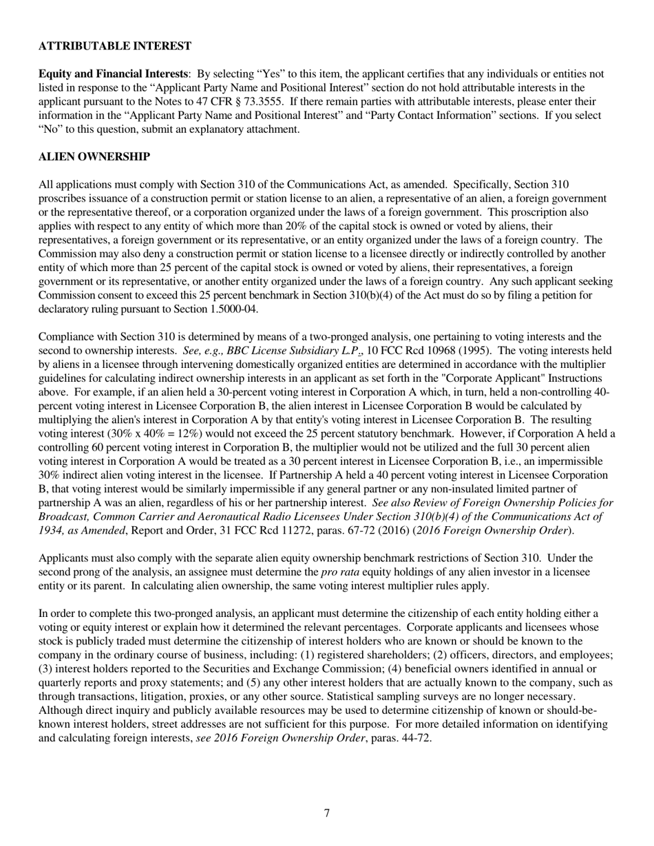 Instructions for FCC Form 2100 Schedule 318 Low Power Fm Station Construction Permit Application, Page 7