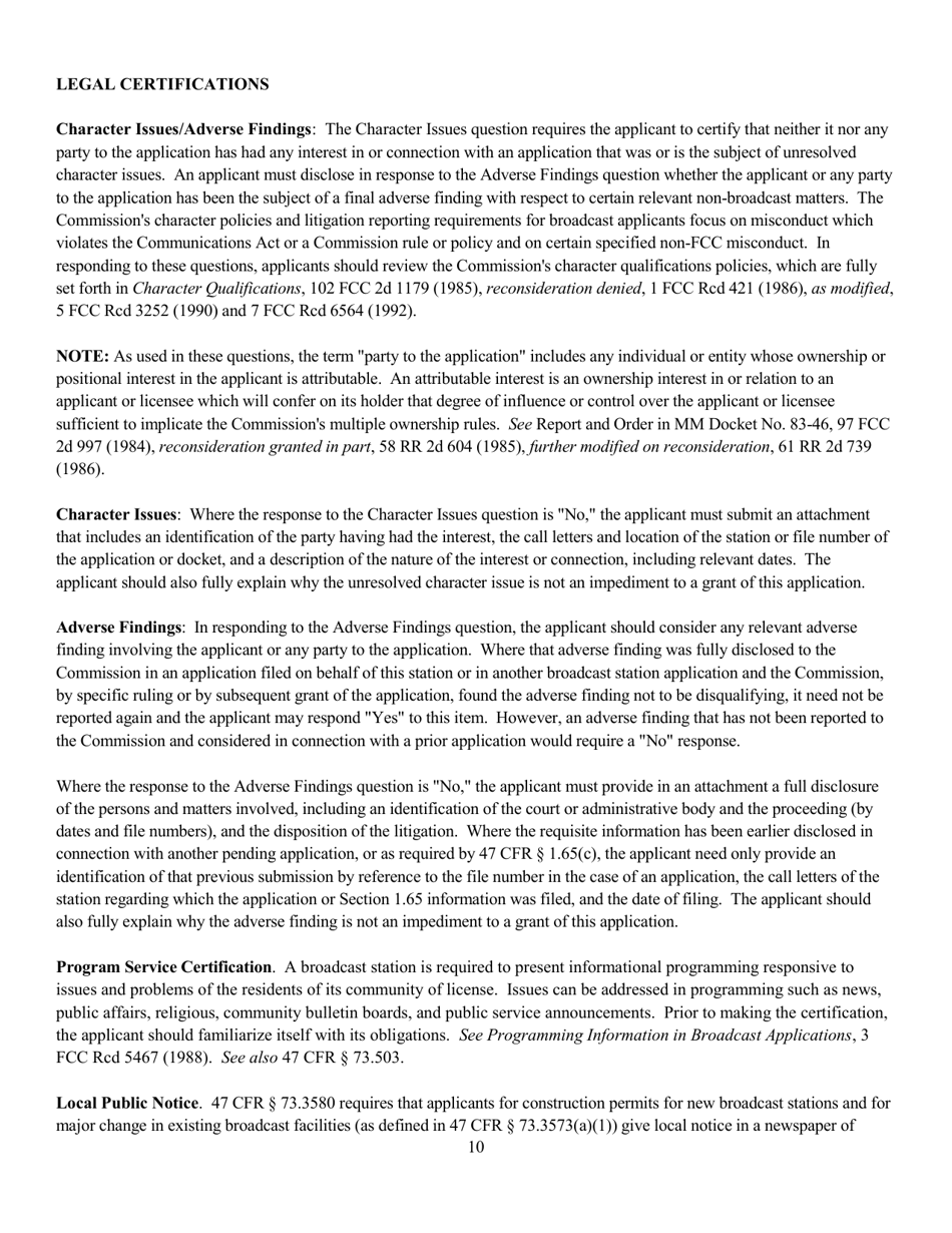 Instructions for FCC Form 2100 Schedule 340 Noncommercial Educational Fm Station Construction Permit Application, Page 10