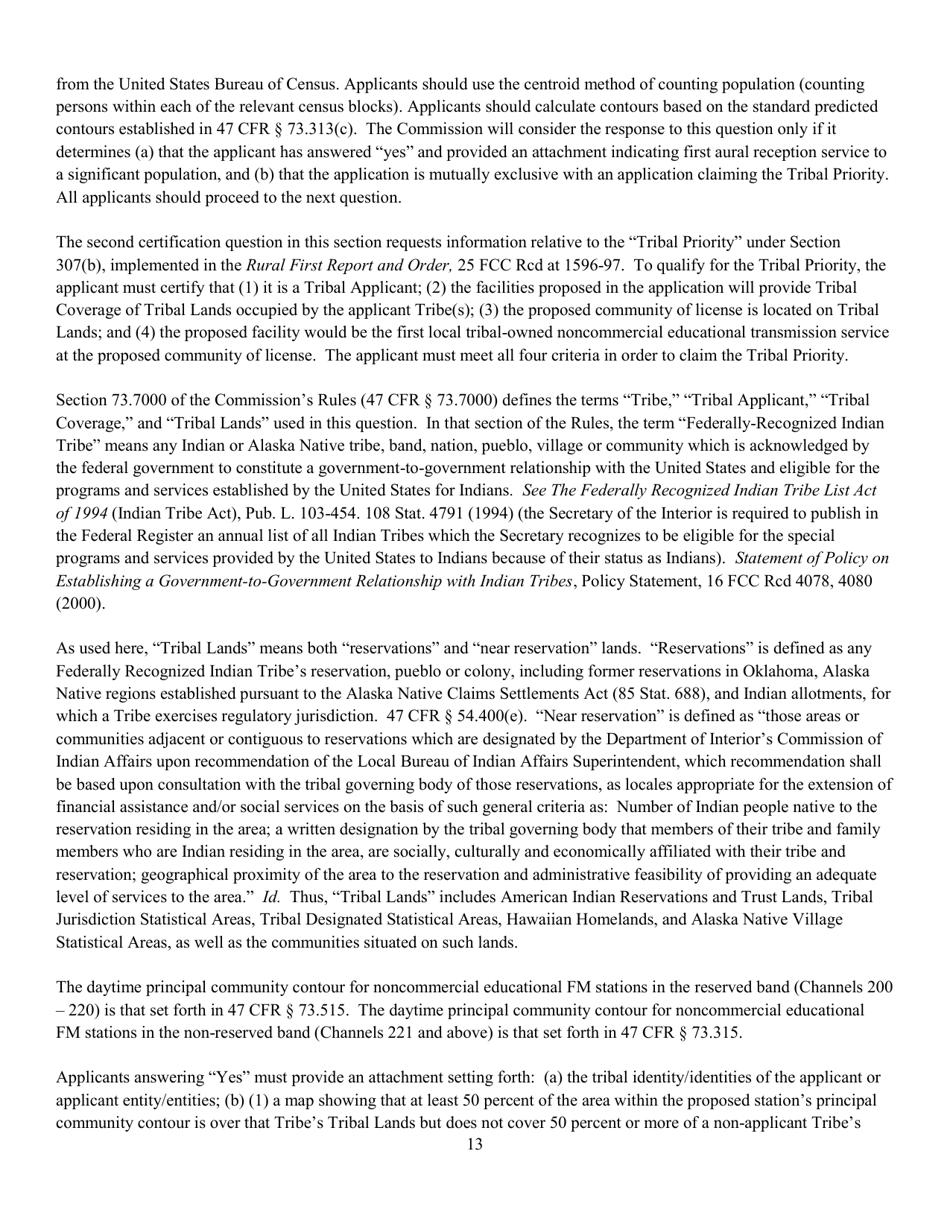 Instructions for FCC Form 2100 Schedule 340 Noncommercial Educational Fm Station Construction Permit Application, Page 13