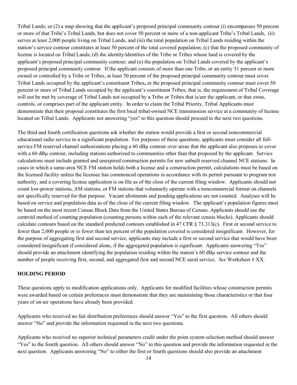 Instructions for FCC Form 2100 Schedule 340 Noncommercial Educational Fm Station Construction Permit Application, Page 14