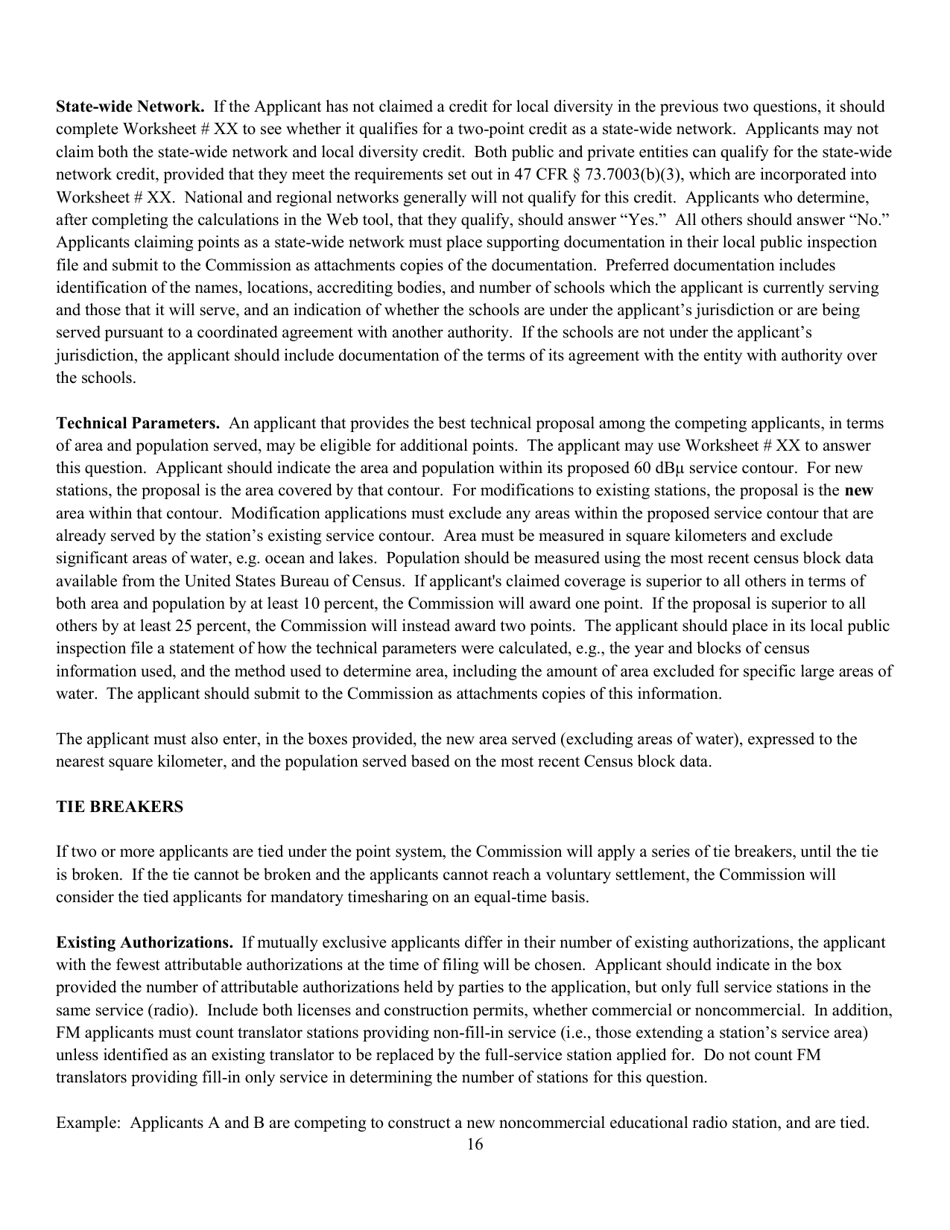 Instructions for FCC Form 2100 Schedule 340 Noncommercial Educational Fm Station Construction Permit Application, Page 16
