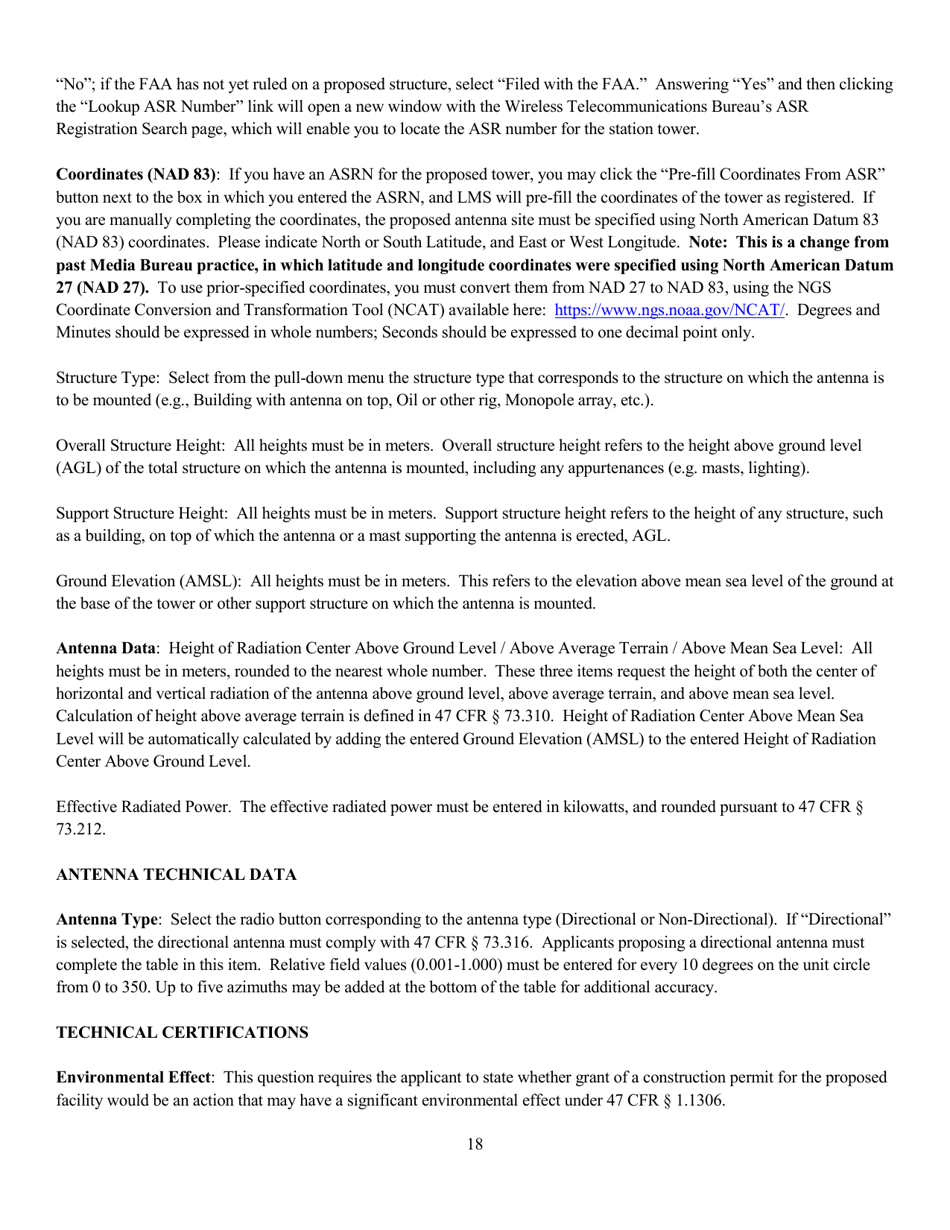 Instructions for FCC Form 2100 Schedule 340 Noncommercial Educational Fm Station Construction Permit Application, Page 18
