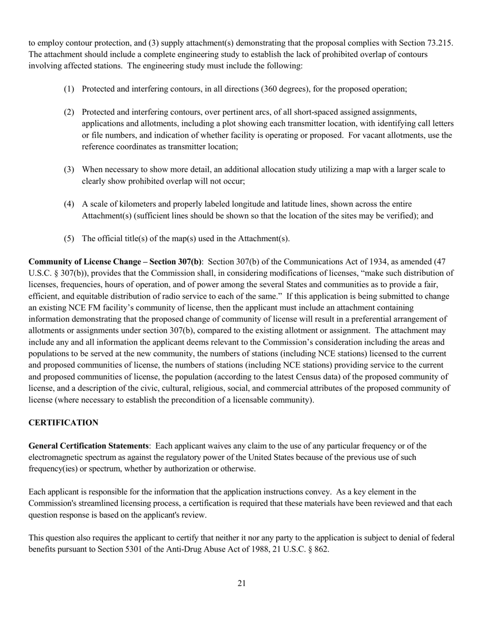 Instructions for FCC Form 2100 Schedule 340 Noncommercial Educational Fm Station Construction Permit Application, Page 21