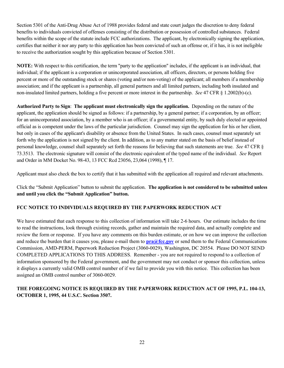 Instructions for FCC Form 2100 Schedule 340 Noncommercial Educational Fm Station Construction Permit Application, Page 22