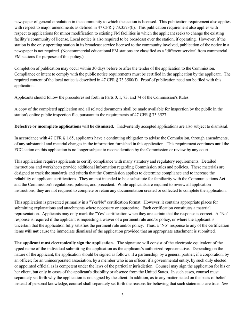Instructions for FCC Form 2100 Schedule 340 Noncommercial Educational Fm Station Construction Permit Application, Page 3