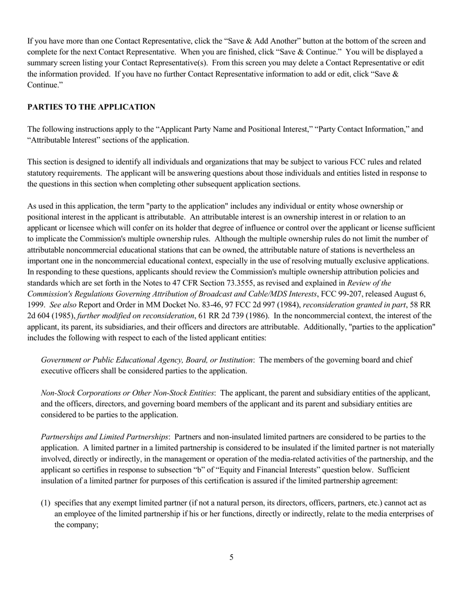 Instructions for FCC Form 2100 Schedule 340 Noncommercial Educational Fm Station Construction Permit Application, Page 5